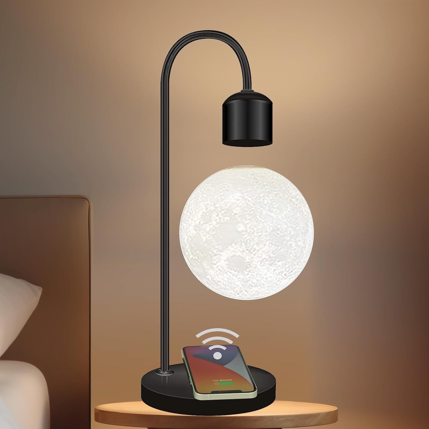 DareZen™-Floating Moon Lamp Magnetic Led Desk Light Bulb with LED Levitating Ball &amp; Wireless Phone Charger
